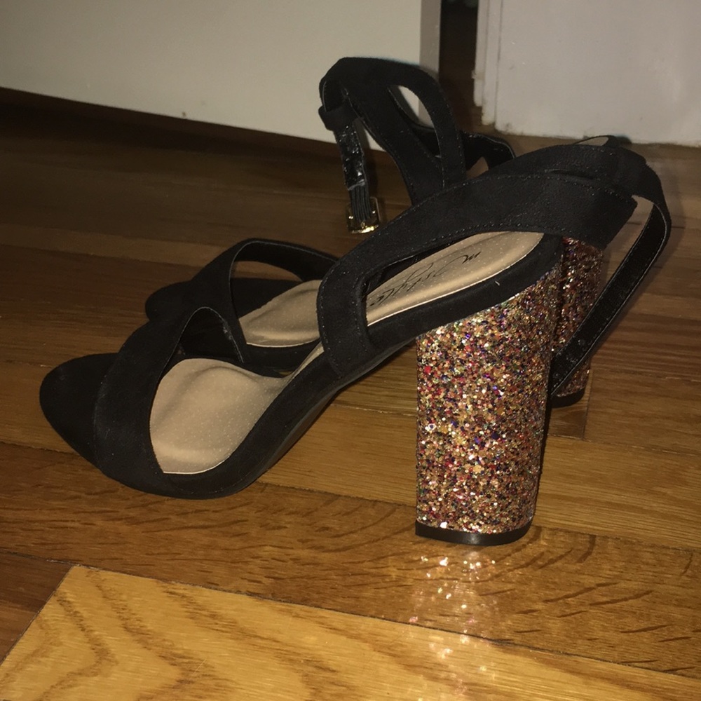 Black and glitter heels